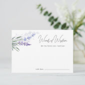 知恵エレガントのラベンダー語ブライダルシャワー アドバイスカード (スタンド正面)