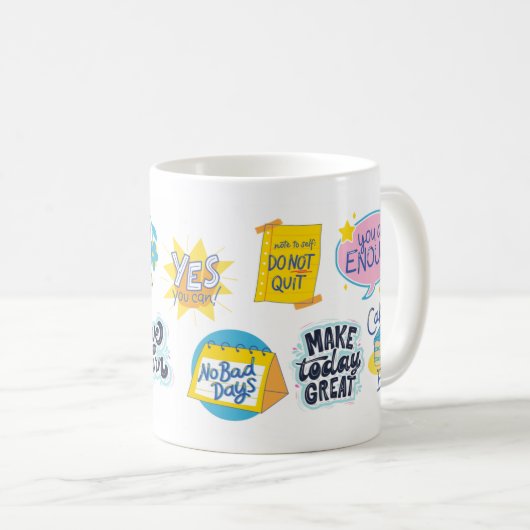 知恵カラフルバブル引用文収集可能 コーヒーマグカップ (正面右)