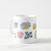 知恵カラフルバブル引用文収集可能 コーヒーマグカップ (正面左)