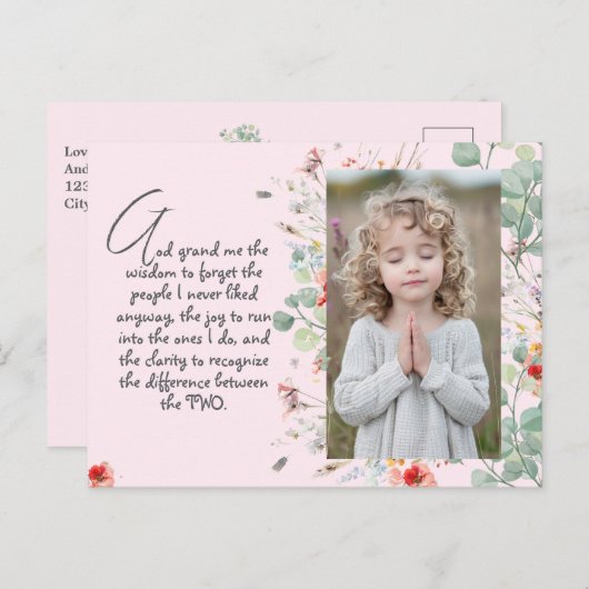 知恵パーソナライズされた祈りの言葉写真と名前。.. ポストカード (正面/裏面)