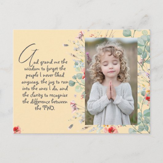 知恵パーソナライズされた祈りの言葉写真と名前。.. ポストカード (正面)