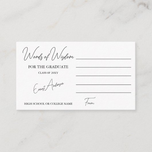 知恵モダンの卒業を白黒で表現 エンクロージャーカード (正面)