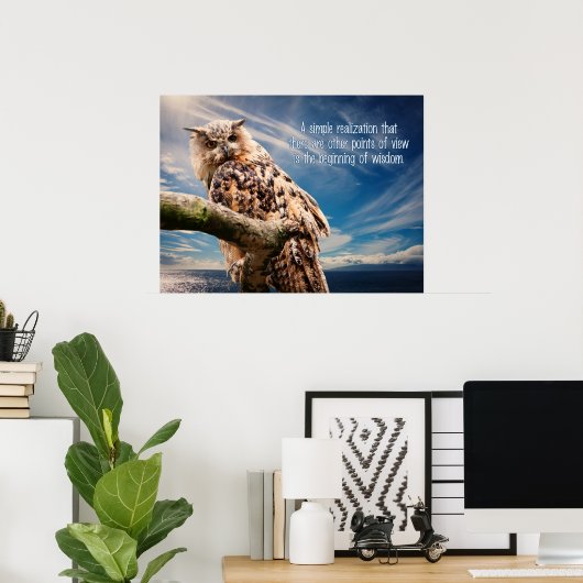 知恵引用文フクロウのポスター ポスター (ホームオフィス)