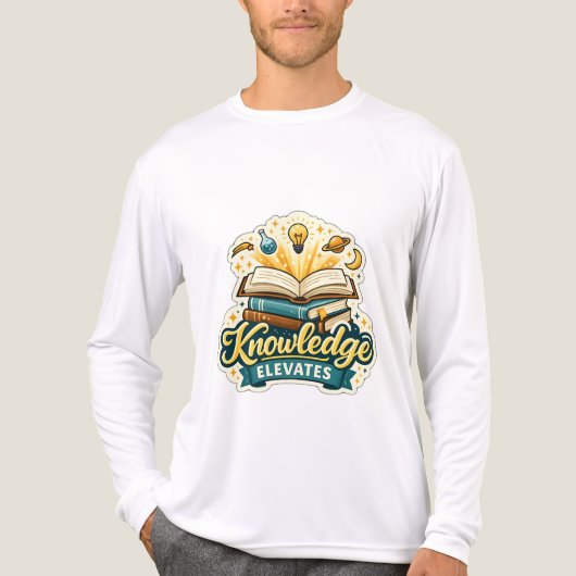 知識が創造的な学びをインスパイアするアート トライブレンドTシャツ (正面)