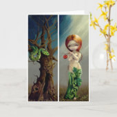 "知識のイブそして木"の挨拶状 カード (黄色い花)