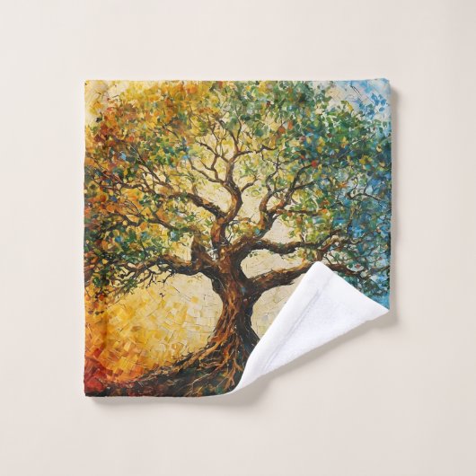 知識の木 – 油彩画 ウォッシュタオル (ウォッシュタオル)