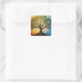 知識の木 – 油彩画 スクエアシール (バッグ)