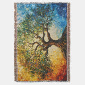 知識の木 – 油彩画 スローブランケット (正面縦)
