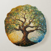 知識の木 – 油彩画 ラウンドクッション (裏面)