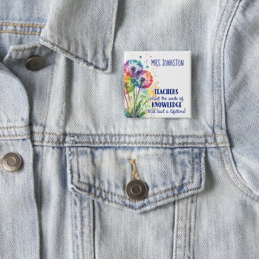 知識の種を植えるタンポポ引用文 缶バッジ (インサイチュ)