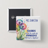 知識の種を植えるタンポポ引用文 缶バッジ (正面&裏面)