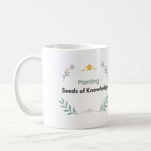 知識の種を植える先生のフラワー柄 コーヒーマグカップ (左)