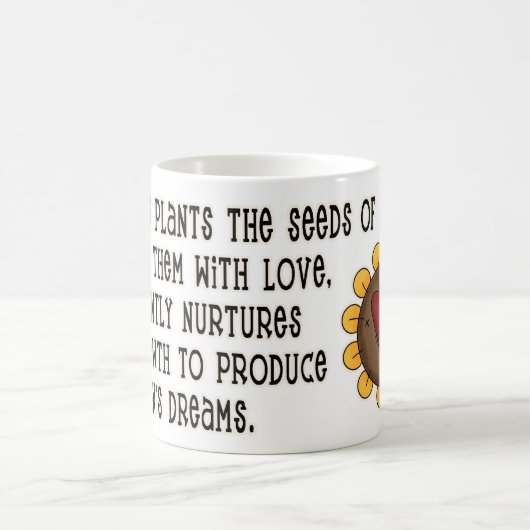 *知識の種花を使ったかわいい先生引用文 コーヒーマグカップ (中央)