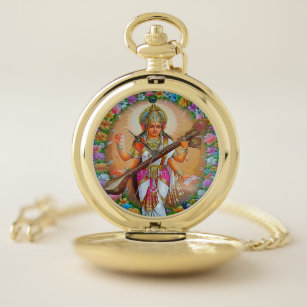 知識のSaraswatiのヒンズー教の神性の女神 ポケットウォッチ