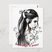 知識はパワー女のスケッチ赤い口紅 ポストカード (正面/裏面)