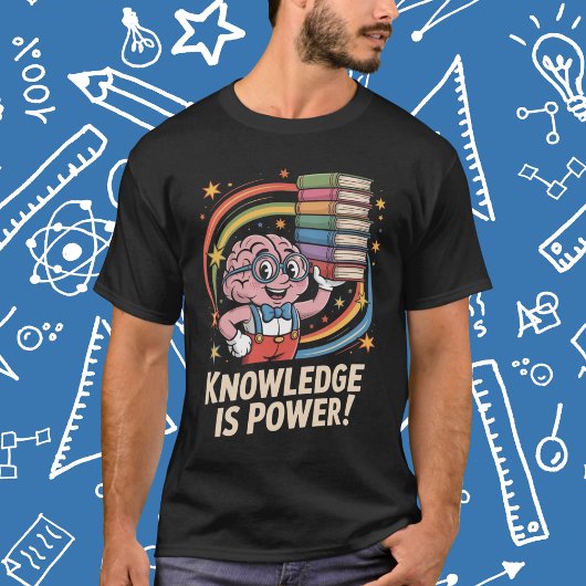 知識は力なり かわいい脳のキャラクター Tシャツ