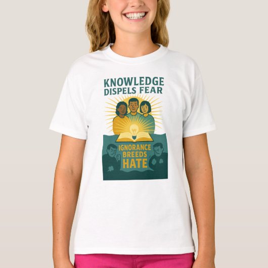 知識は恐れを追い払う Tシャツ (正面)