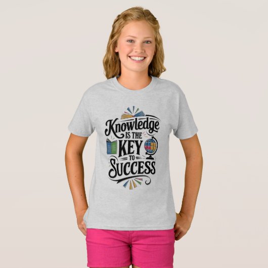 知識は成功の鍵 Tシャツ (正面フル)