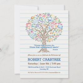 知識カラフル先生退職票のツリー 招待状