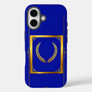 矩形フレームの豪華なゴールデンローレル iPhone 16ケース