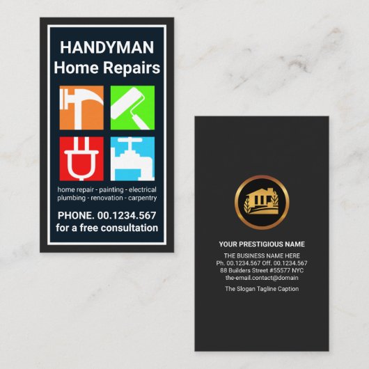 矩形フレーム建築手書きツール 名刺 (正面/裏面)