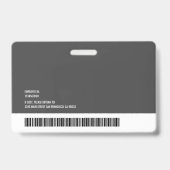 矩形ロゴナースフォトバーコードID水平 バッジ (裏面)