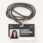 矩形ロゴナースフォトバーコードID水平 バッジ (正面ランヤード)