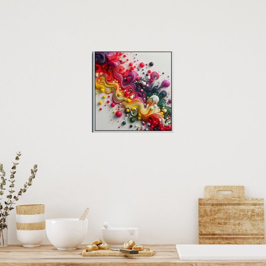 矩形鮮やか抽象芸術アクリル系流体アート ポスター (キッチン)