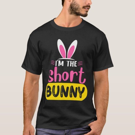 短いウサギだよ うさぎの耳 たまご イースター Tシャツ (正面)