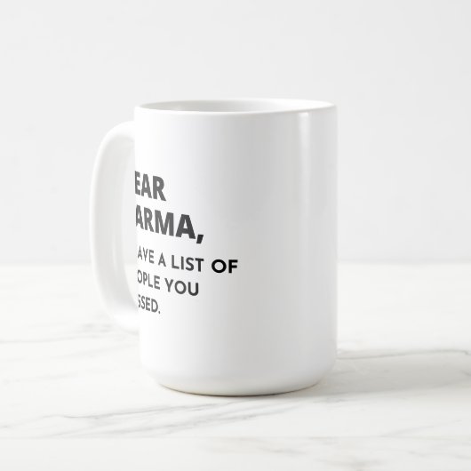 短いカルマ引用文恋しく思のリスト コーヒーマグカップ (正面左)