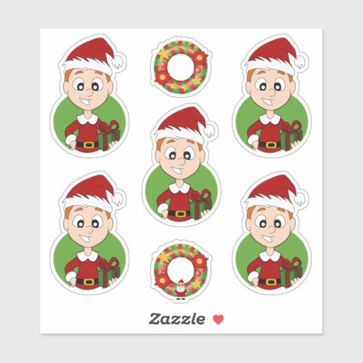短い生姜の髪の可愛い男の子クリスマスシール シール (シート)