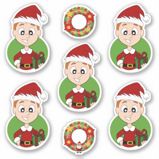 短い生姜の髪の可愛い男の子クリスマスシール シール (正面)