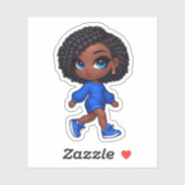 短い組み合わせの可愛い黒人女性 シール (シート)