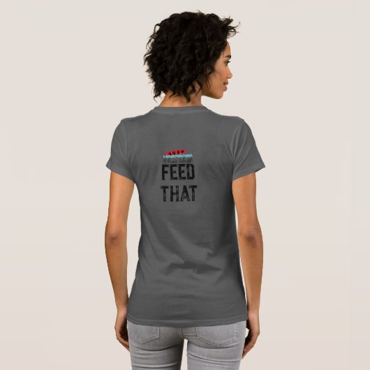 短い袖を食べ物を与え温める4つの足 Tシャツ (裏面フル)