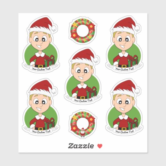 短い金髪の可愛い男の子クリスマスステッカー シール (シート)