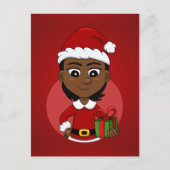 短い髪のアフリカ系アメリカ人のクリスマスガール シーズンポストカード (正面)