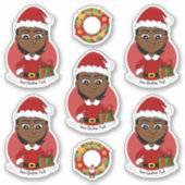 短い髪のアフリカ系アメリカ人のクリスマスガール シール (正面)