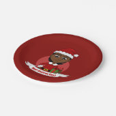 短い髪のアフリカ系アメリカ人のクリスマスガール ペーパープレート (アングル)