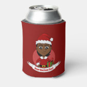短い髪のアフリカ系アメリカ人のクリスマスガール 缶クーラー (缶裏面)