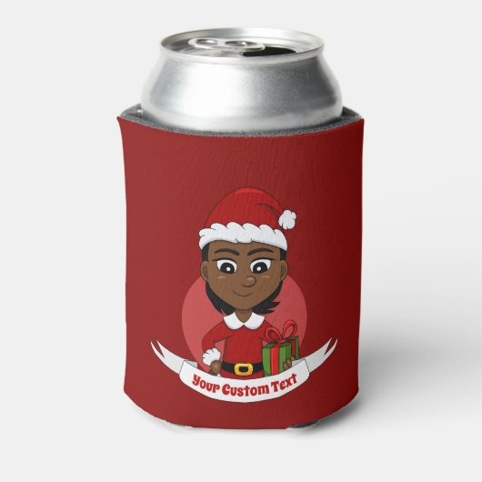 短い髪のアフリカ系アメリカ人のクリスマスガール 缶クーラー