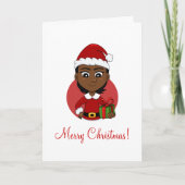 短い髪のアフリカ系アメリカ人のクリスマス少女 シーズンカード (正面)