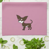 短い髪を搭載する白及びチョコレートチワワ キッチンタオル (折り畳み)