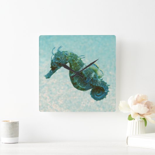 短い鼻で掘られたタツノオトシゴ|クリミア、ロシア スクエア壁時計 (ホーム)