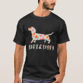 短くてサッシダシュントフローラ犬 Tシャツ (正面)