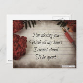 短く恋しく思言えば花、紙、ペン ポストカード (正面/裏面)