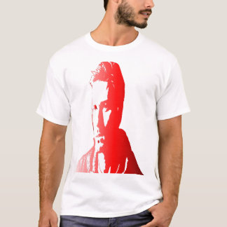 短く質感のある髪の男の赤いシルエット Tシャツ
