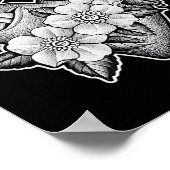 短剣スルーハートX花ブラックワークTattoo Fl ポスター (角)