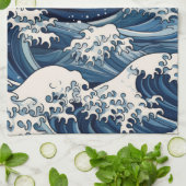 短剣：北斎波が再考 キッチンタオル (折り畳み)