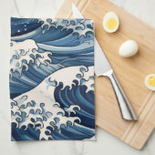 短剣：北斎波が再考 キッチンタオル (四つ折り)