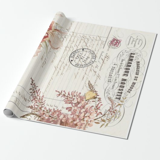 短命なもののDecoupage花のポスター ラッピングペーパー (アンロールド)